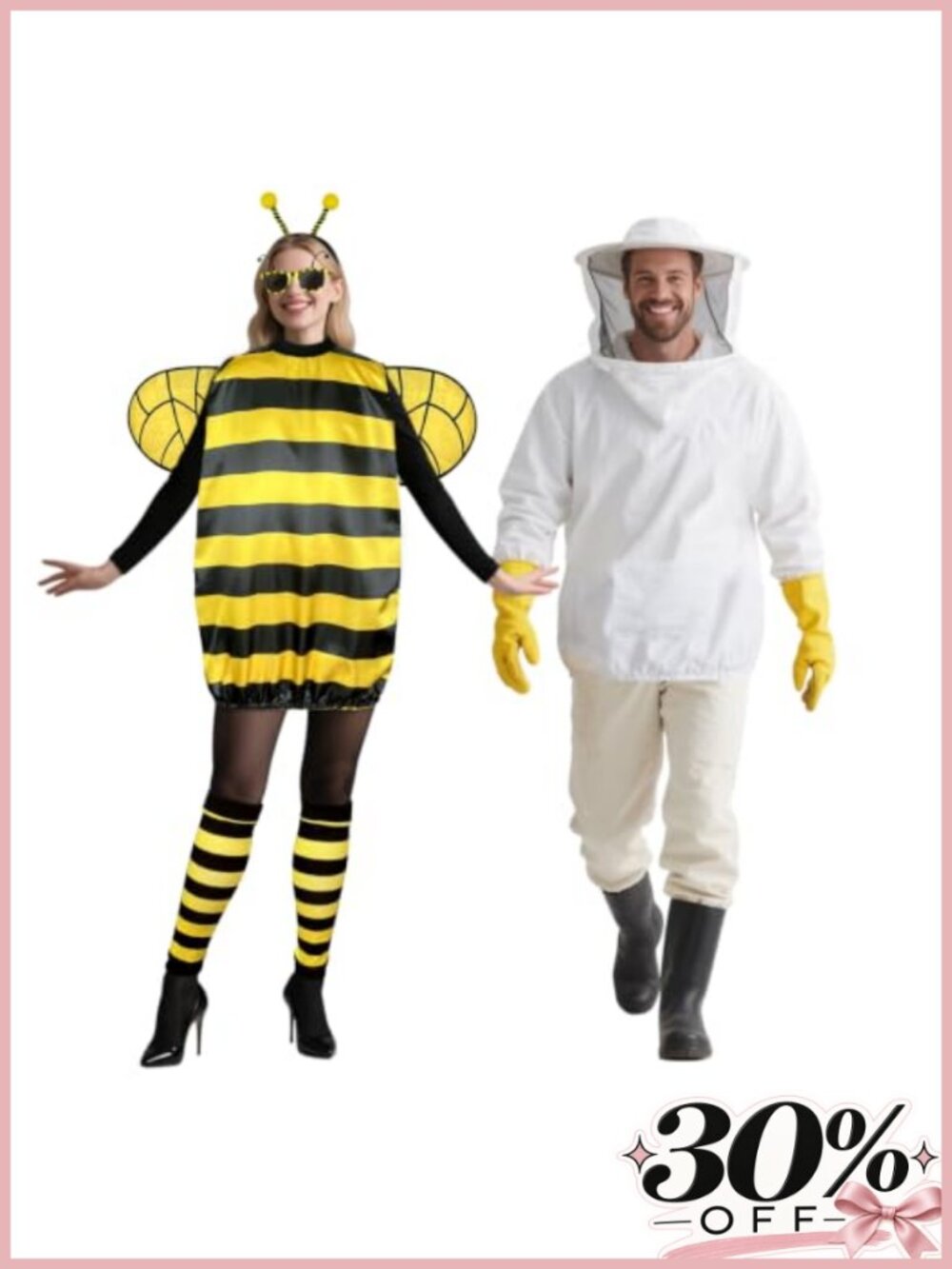 Bee and Beekeeper Couples Halloween Costume Adult Polyester One Size